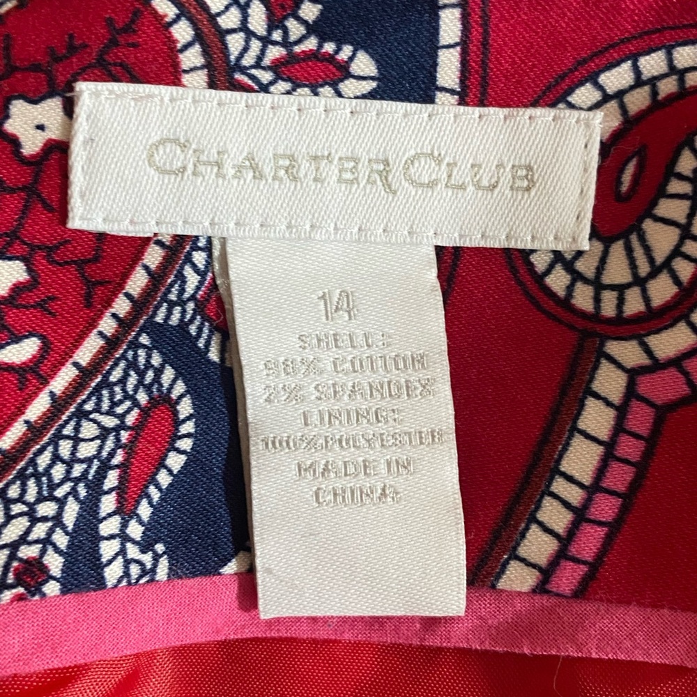 Charter Club Multi Color Paisley Straight Pencil Lined Pockets Size 14 SKU0443 - Picture 7 of 7